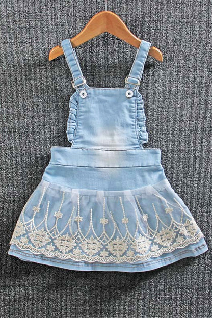 Girls' Summer Denim Strap Dress