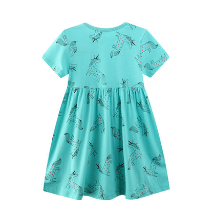 Girls' Western Style Short Sleeve Dress