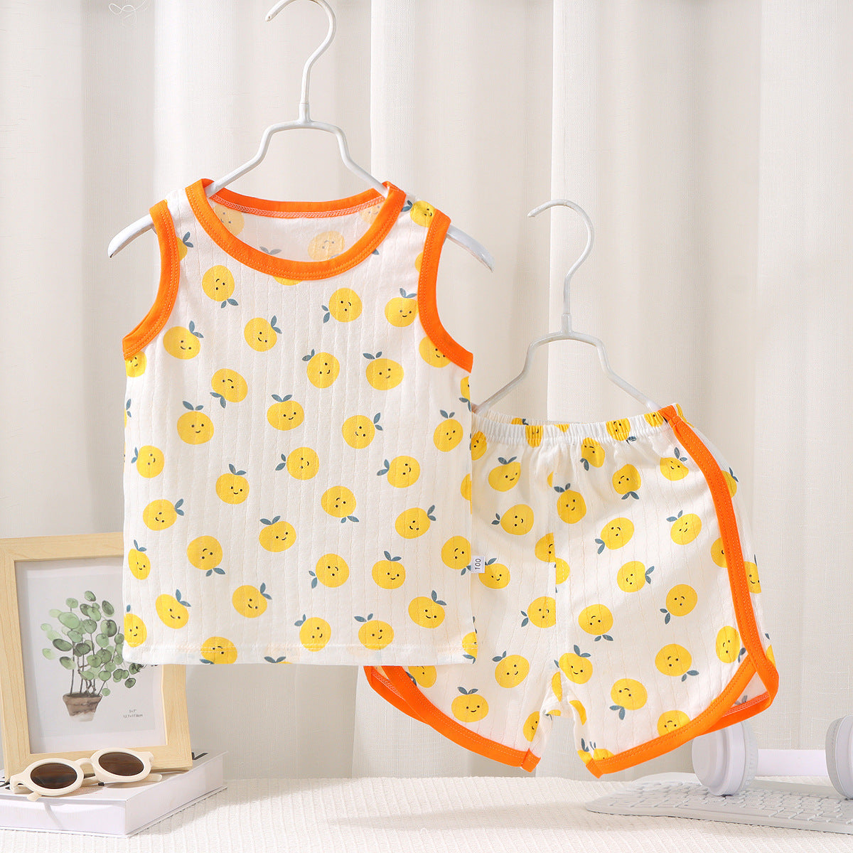 Children's Vest Suit Cotton Pajamas Baby Korean Style Sleeveless