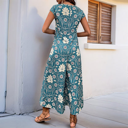European And American Jumpsuit Printed Wide Leg Jumpsuit