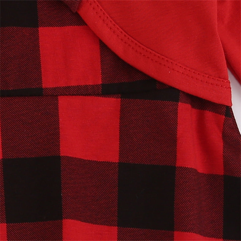 Christmas New Festival Girls' Red Plaid Dress