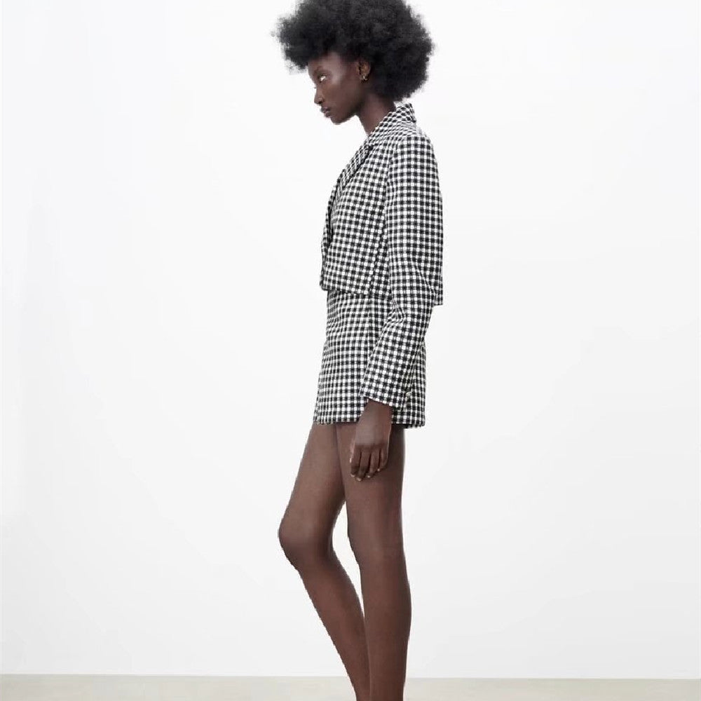 High Waist Plaid Casual Shorts