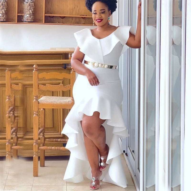 Solid Color Loose Style Evening Dress Slim Fit Long Dress