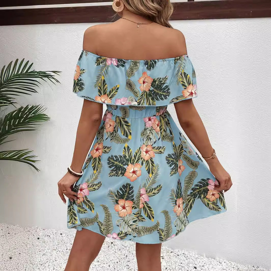Women's Fashion Printed Off-shoulder Dress