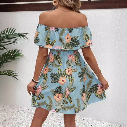 Women's Fashion Printed Off-shoulder Dress