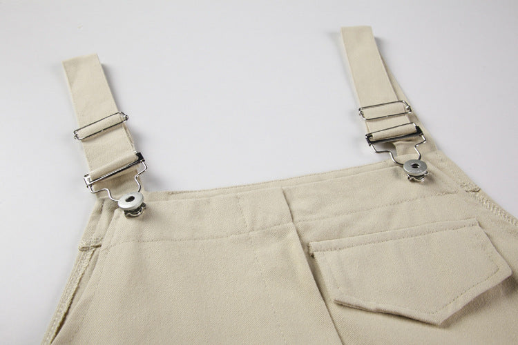 Nine points Korean apricot overalls