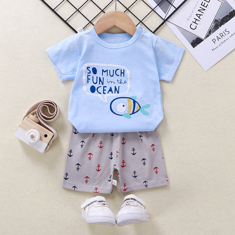 Baby T-shirt shorts cotton two-piece suit