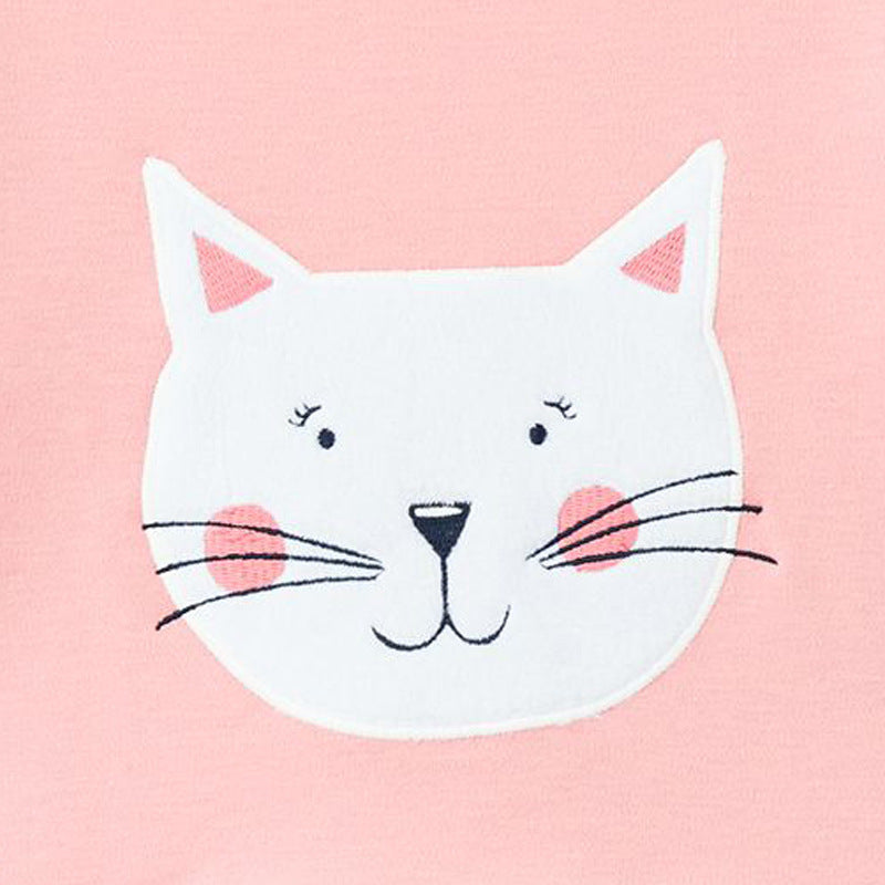 Girls' Suit Cartoon Print Knitted Long-sleeved Two-piece Suit