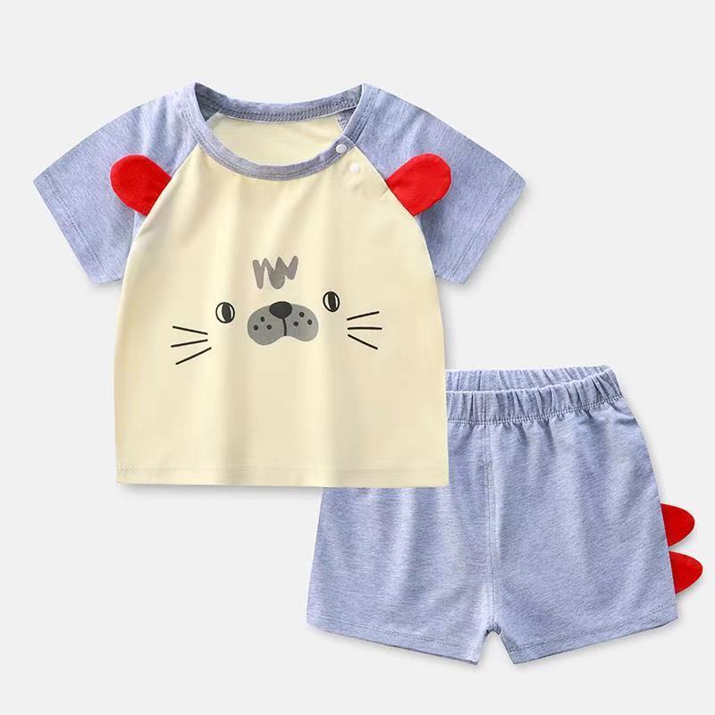 Summer Short-Sleeved Shorts Suit Children's Cotton Half-Sleeved T-Shirt Two-Piece Baby Clothes
