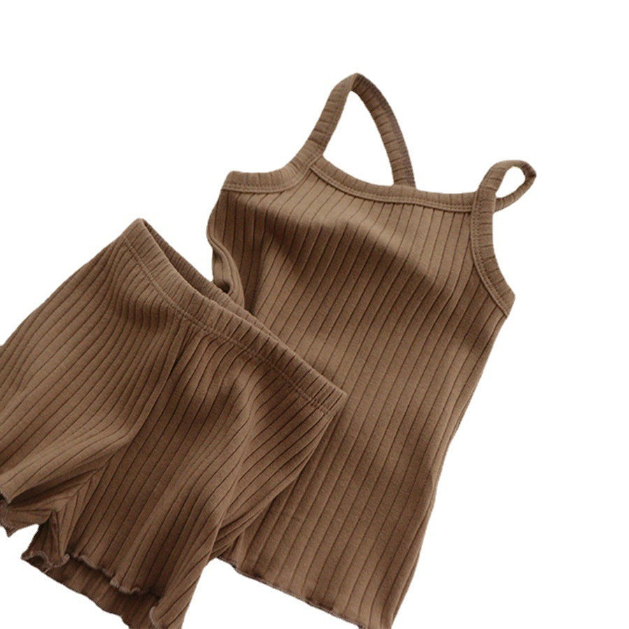 Children's Ribbed Suspenders Pajamas Suit