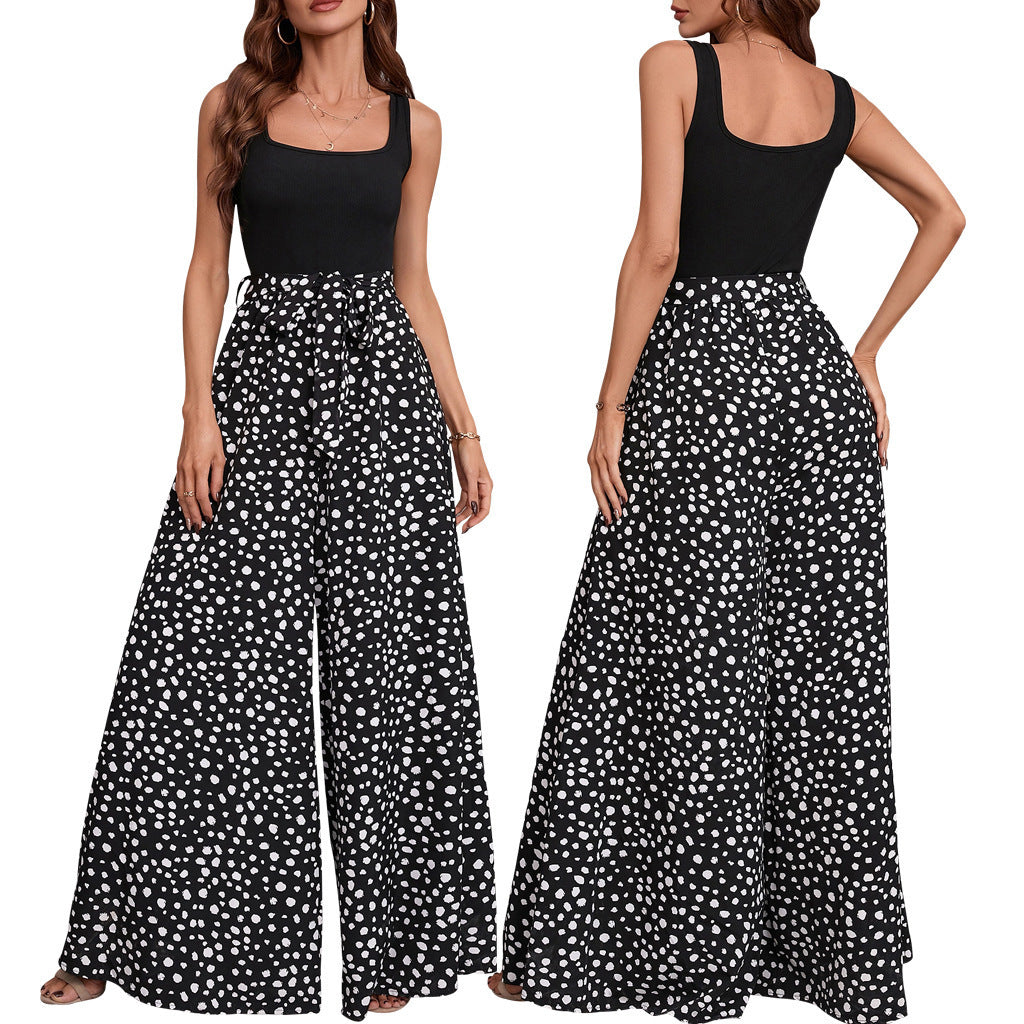 Women's Color Polka-dot Cinched Slimming Trousers