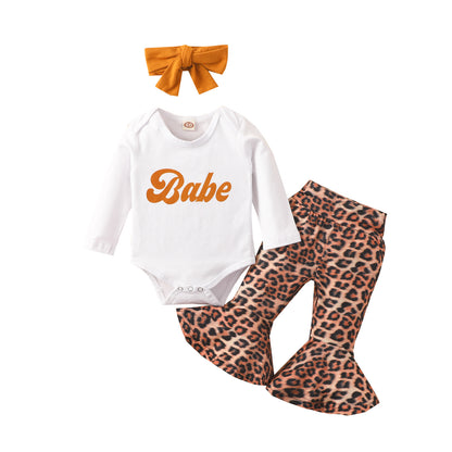 Printed Romper And Leopard-print Flared Trousers