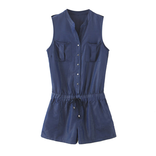 Denim jumpsuit with pockets