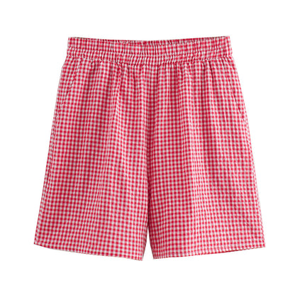 Women's Plaid Knotted Top Casual All-match