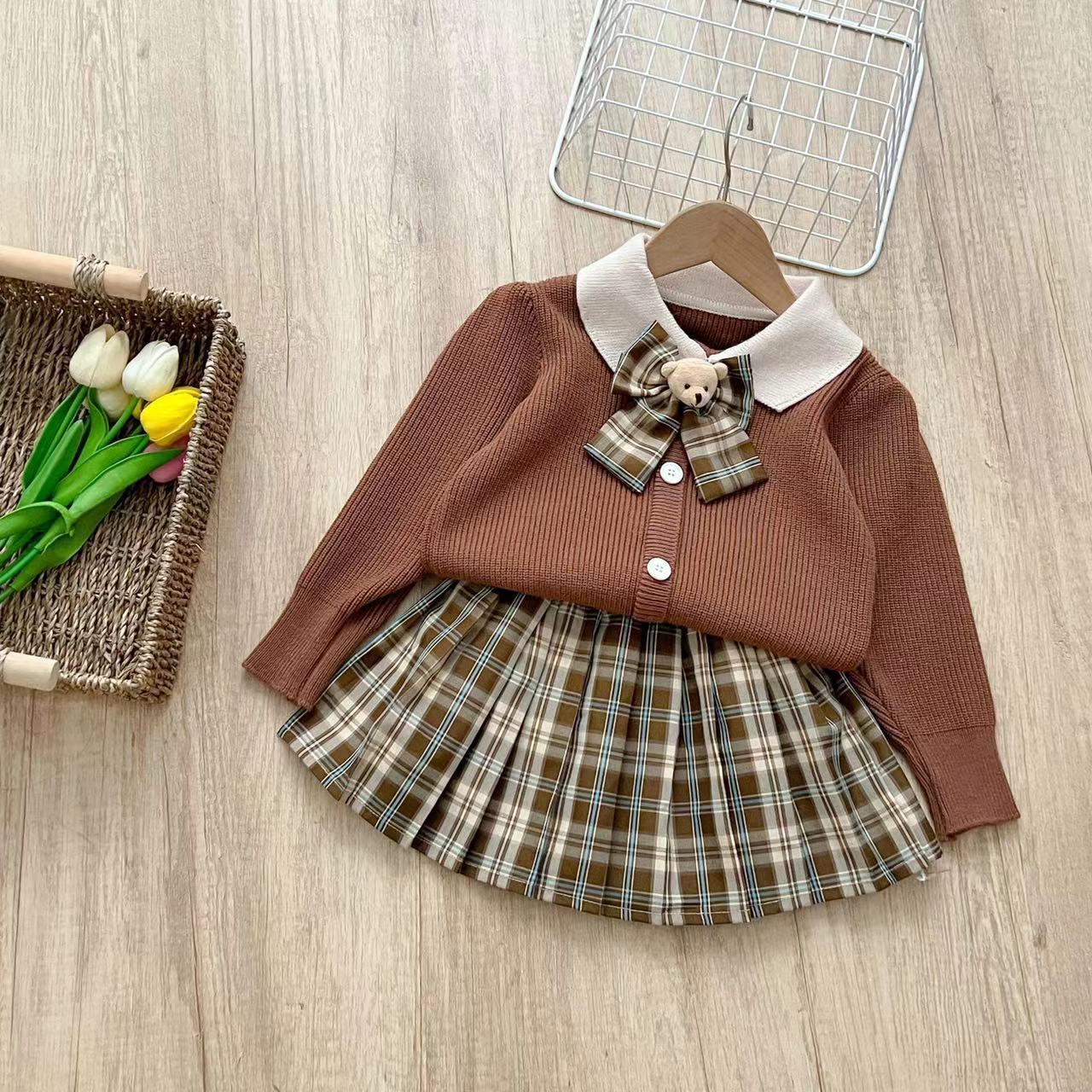 Girl's Sweater Princess Dress Two-piece JK Suit