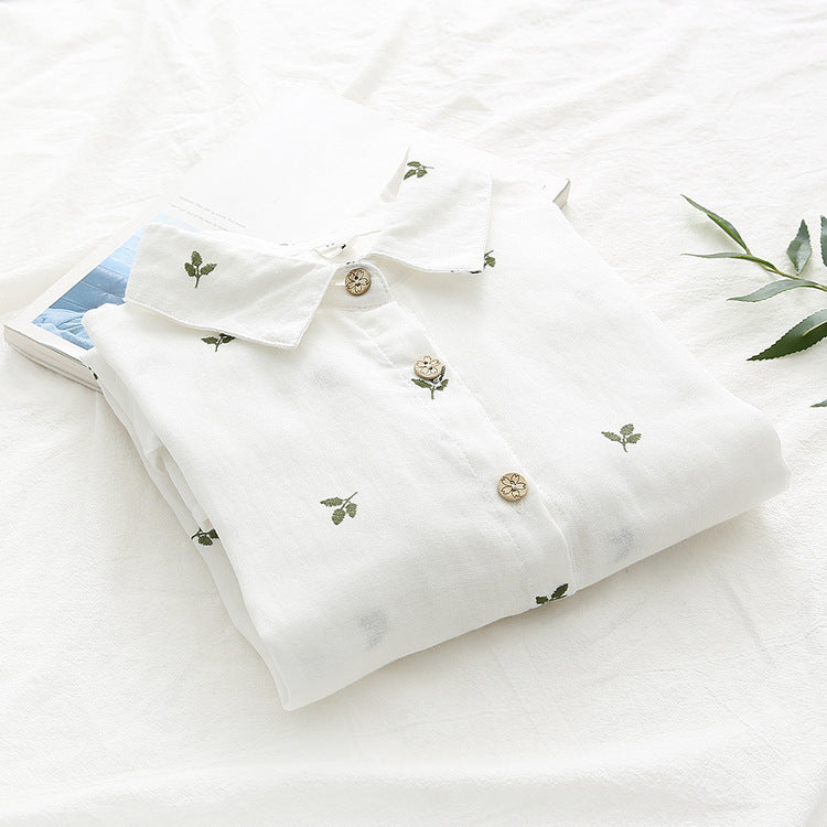 Autumn Artistic Leaves Printed Long-sleeved Shirt