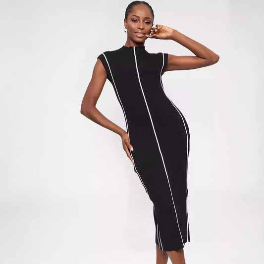 European And American Knitted Striped Dress