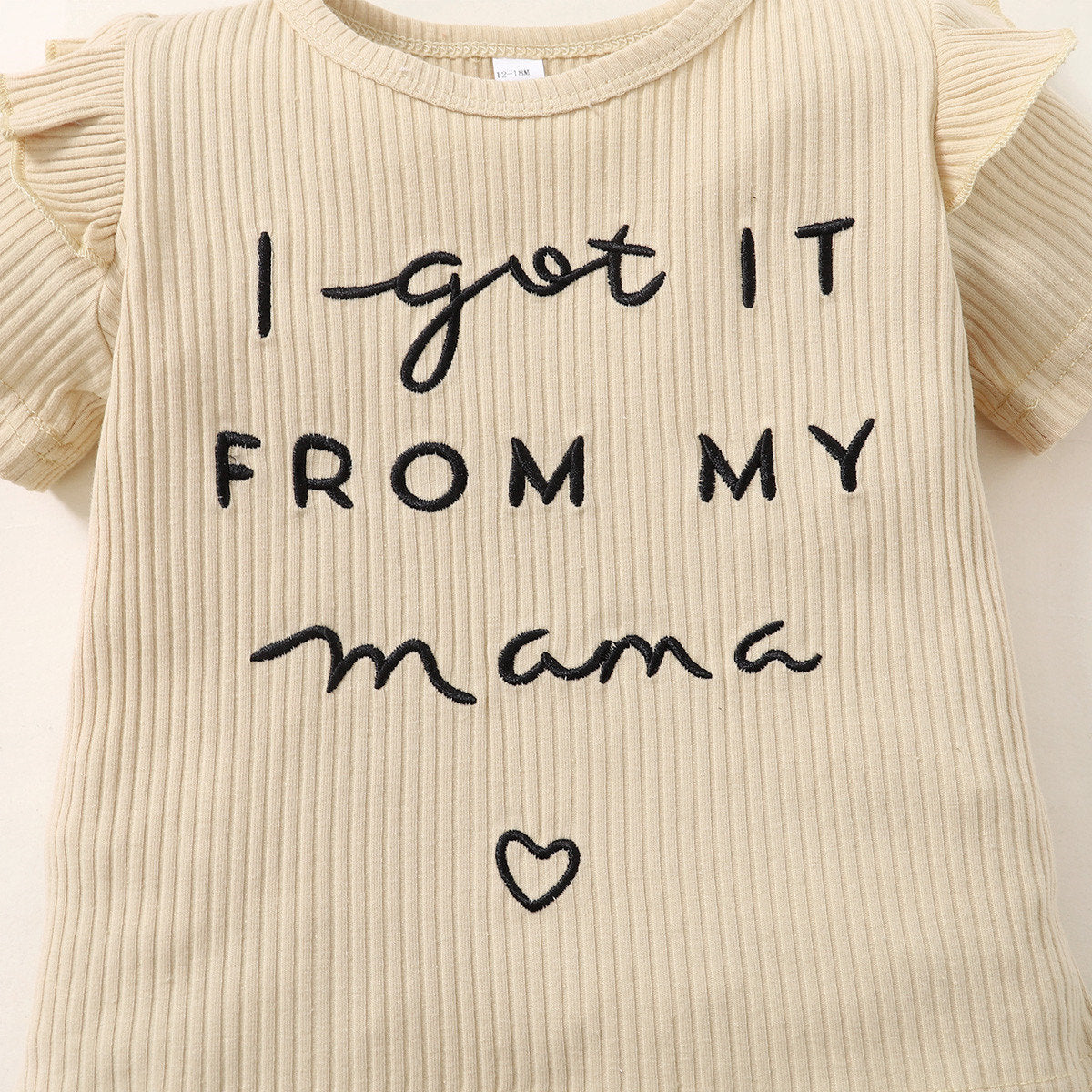 Girls' New Letter Sunken Stripe Two-piece Set