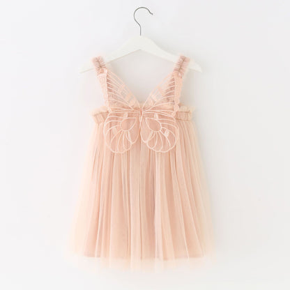 Children's Mesh Dress Sling Birthday Dress Pettiskirt Three-dimensional Angel Wings Fairy Fashionable Skirt