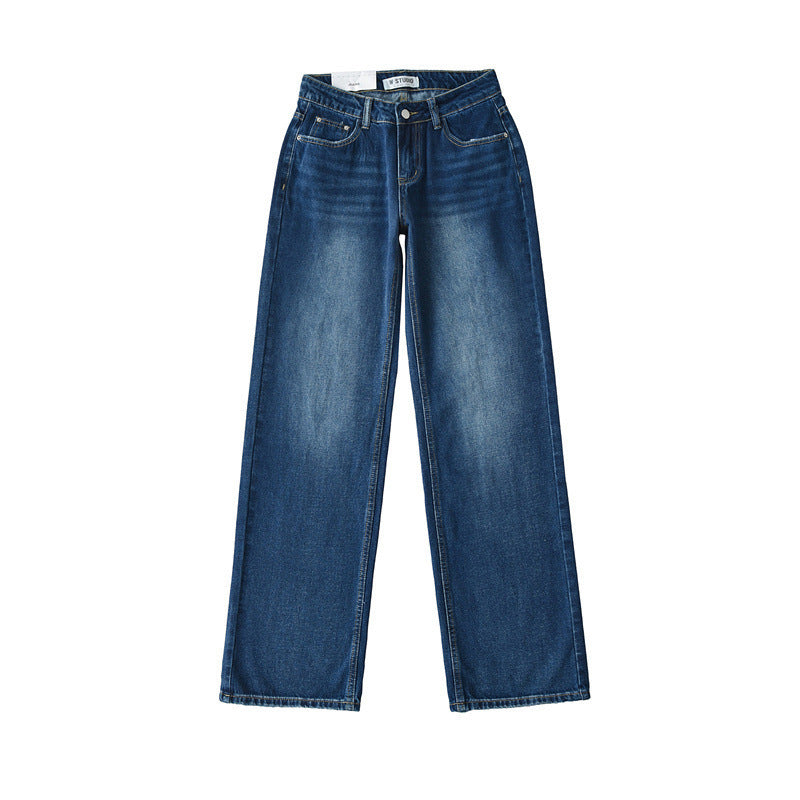American Low Waist Straight Loose Denim Mop Trousers