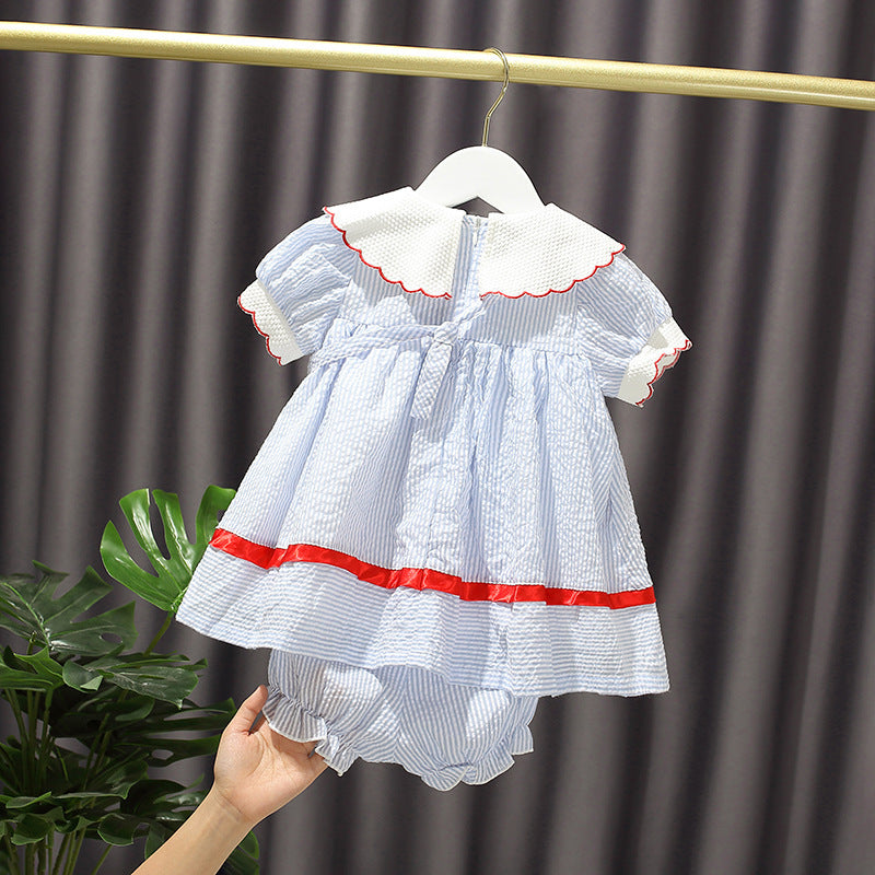 Little Girl Strawberry Lapel Vertical Skirt