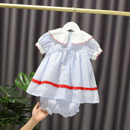 Little Girl Strawberry Lapel Vertical Skirt