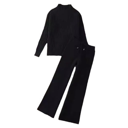 Knitted Sweater Wide Leg Pants Two-piece Set
