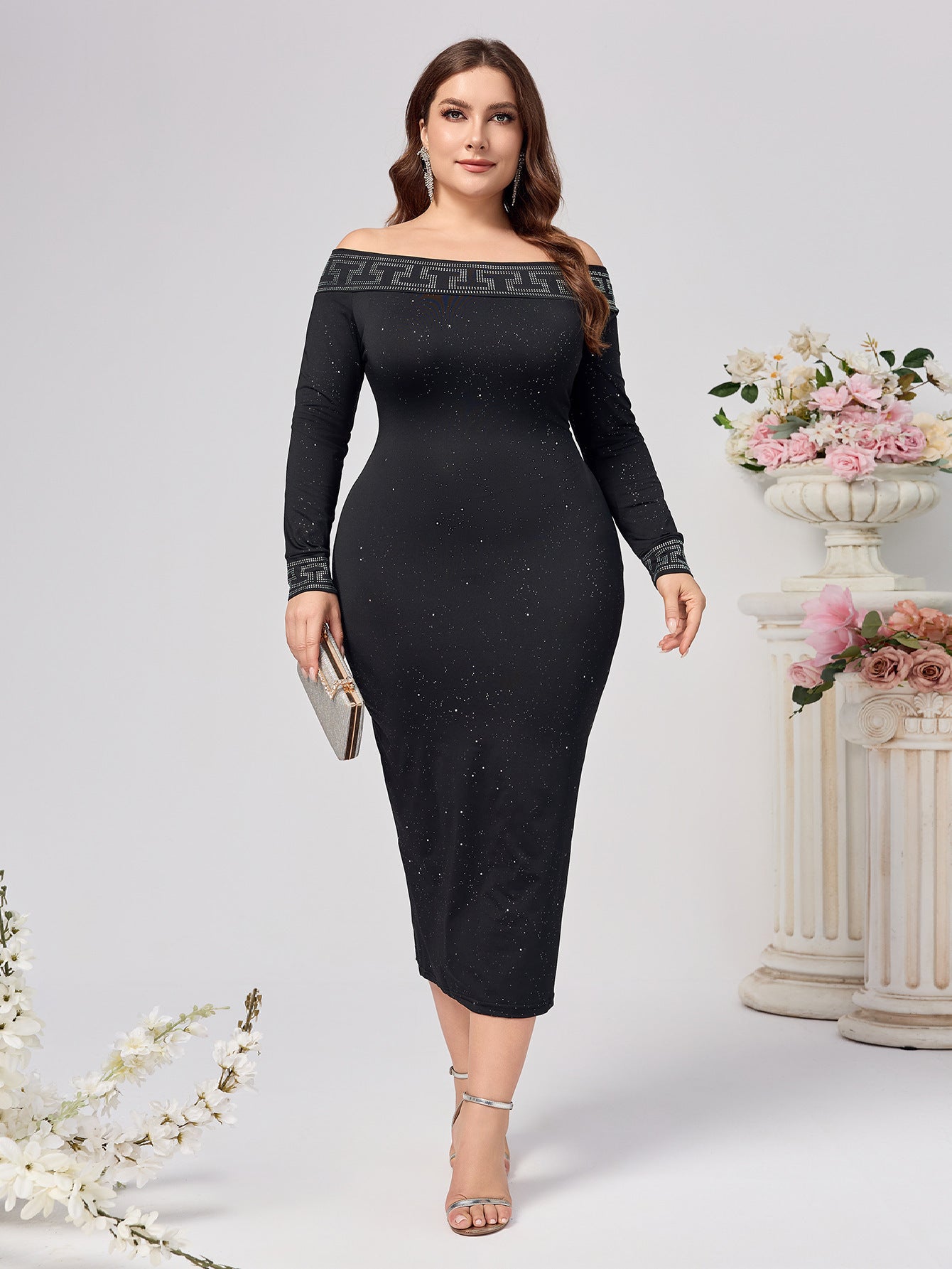 Autumn And Winter Long Sleeve Slim-fit Sequined Dress