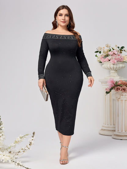 Autumn And Winter Long Sleeve Slim-fit Sequined Dress