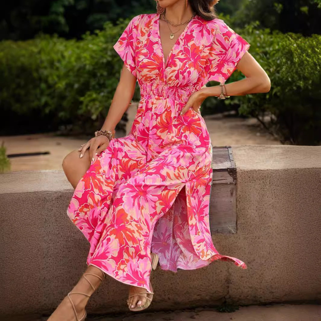 Casual Fashion Short Sleeve V-neck Dress