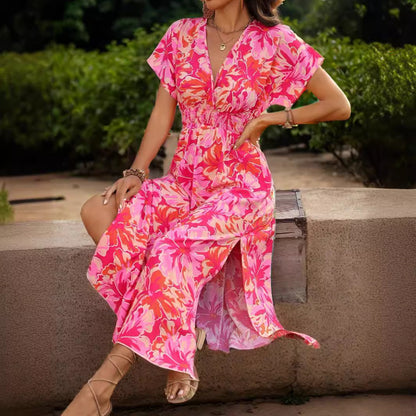 Casual Fashion Short Sleeve V-neck Dress