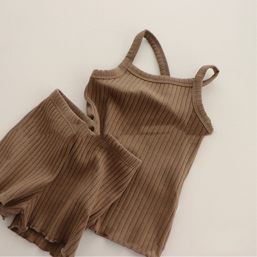 Girls' Solid Color Pajamas Homewear Set