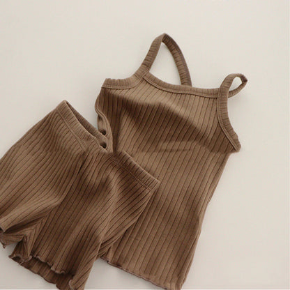 Girls' Solid Color Pajamas Homewear Set