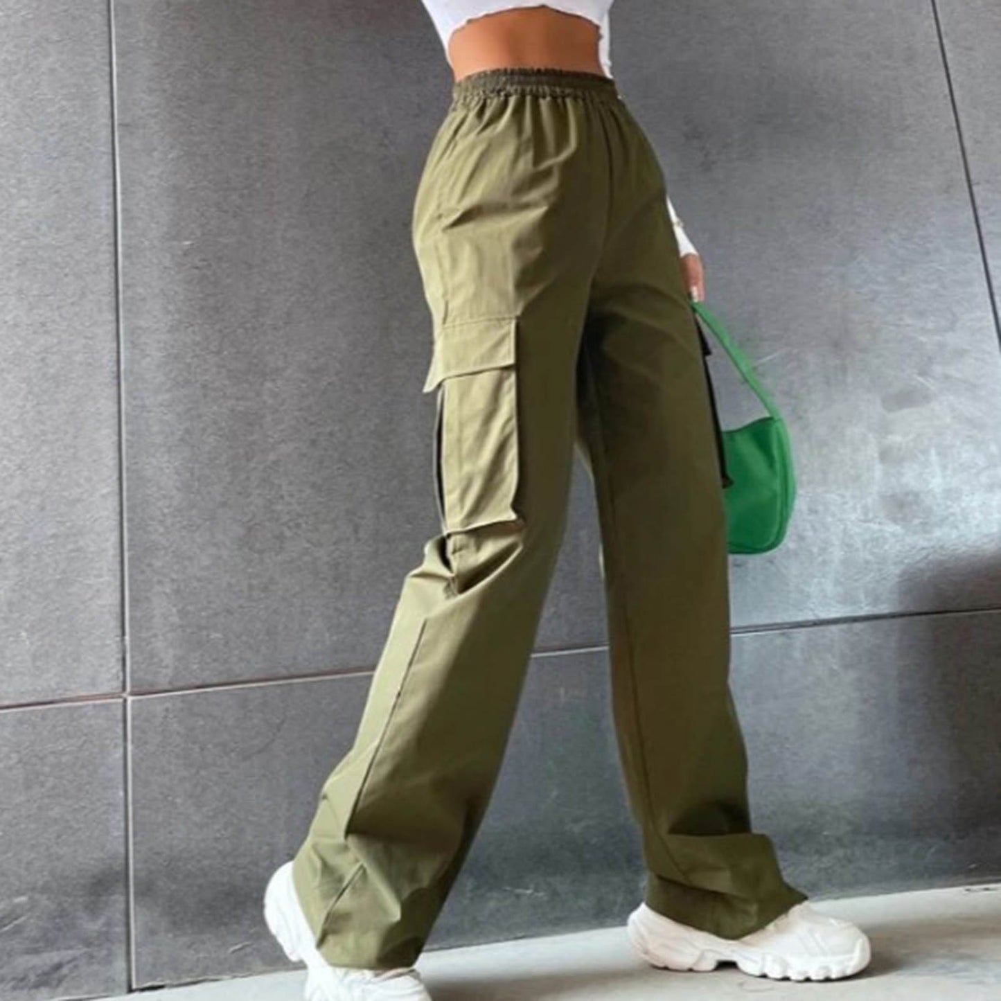 Beltless Trousers High Waist Wide Leg Straight