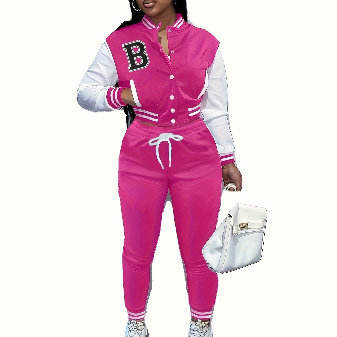 Letter Color Matching Jacket Single-breasted Letter Printed Baseball Uniform Sports Suit