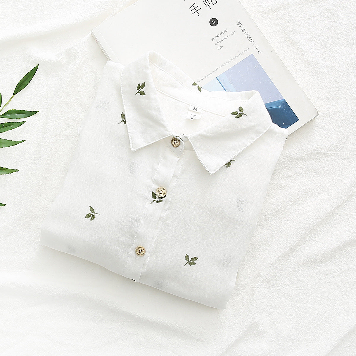 Autumn Artistic Leaves Printed Long-sleeved Shirt