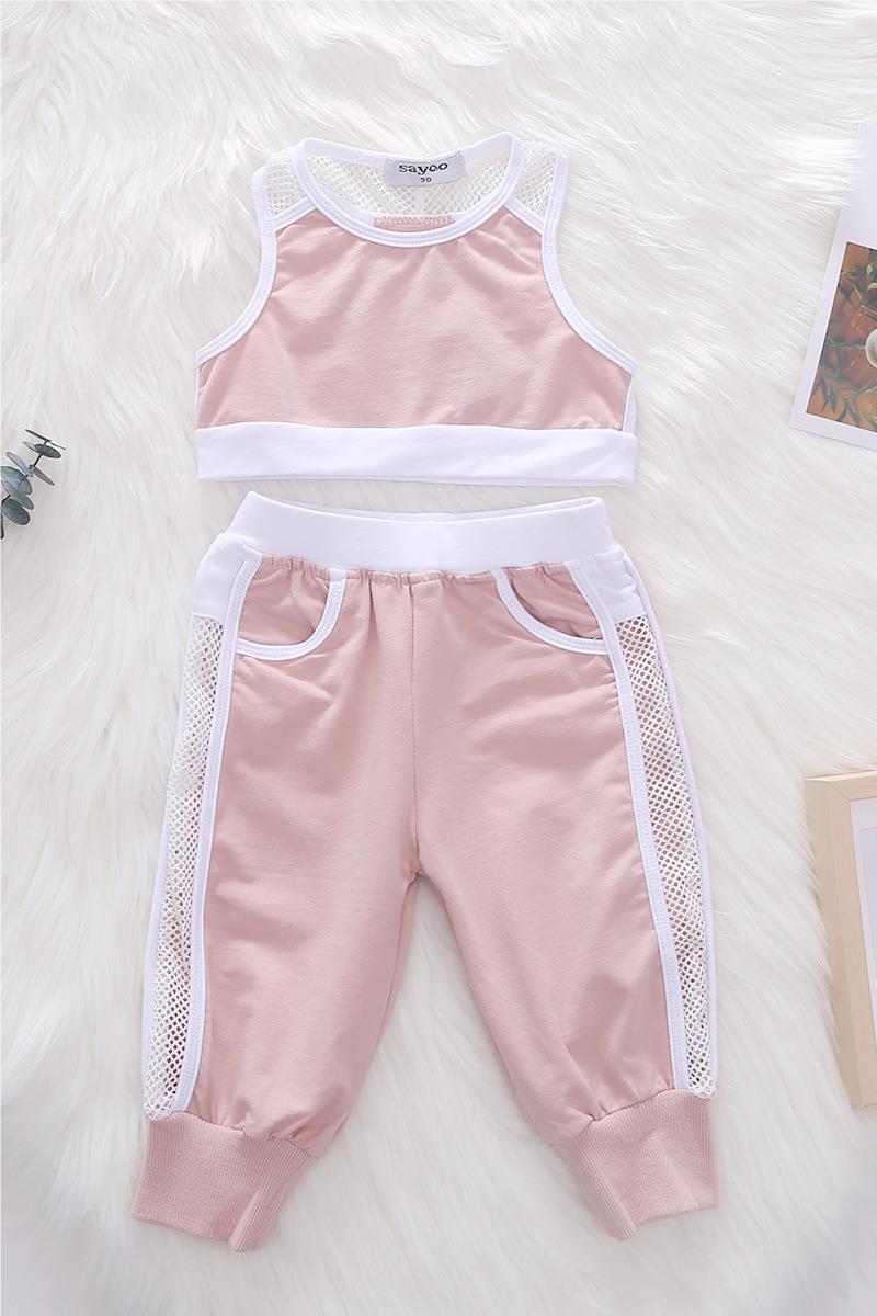 Hot Girls Cotton Sports Mesh Vest Pure Color Knitted Elastic