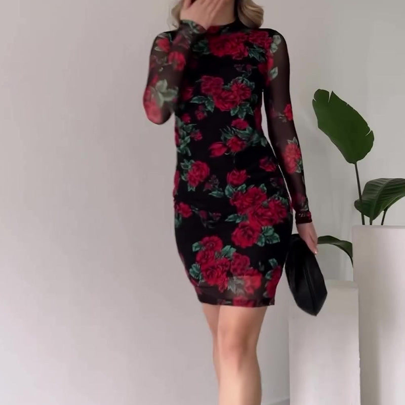 Autumn New Fashion Printed Hip Skirt