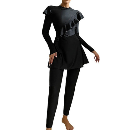 Cross-border Muslim Swimsuit Solid Color Stringy Selvedge Islamic Women Middle East Dubai