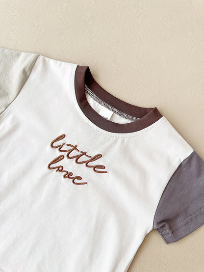 Girls' Stitching Casual Short-sleeved Two-piece Suit