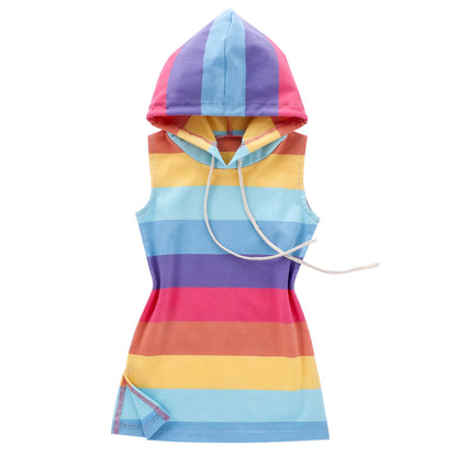 Girls Rainbow Jumpsuit Western-style Princess Sleeveless Vest Dress