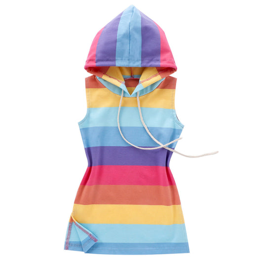 Girls Rainbow Jumpsuit Western-style Princess Sleeveless Vest Dress