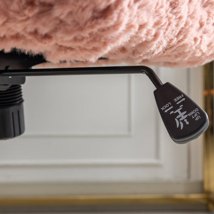 A&A Furniture Artificial Rabbit Hair Office Chair With Gold Base, Adjustable