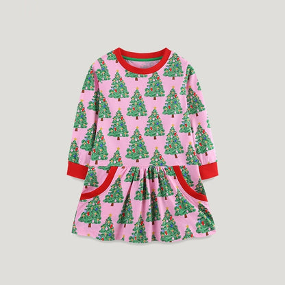 Christmas Tree Printed Children's Princess Dress