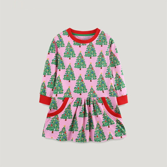 Christmas Tree Printed Children's Princess Dress