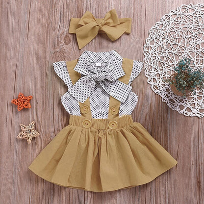 Short sleeve shirt suspender skirt suit