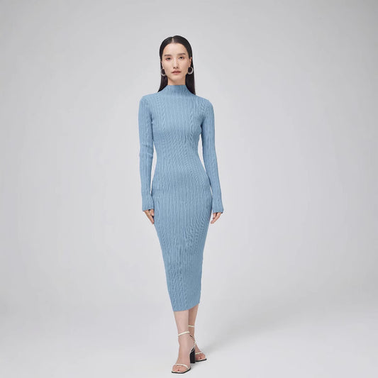 Round Neck Knitted Dress Stretch Slim