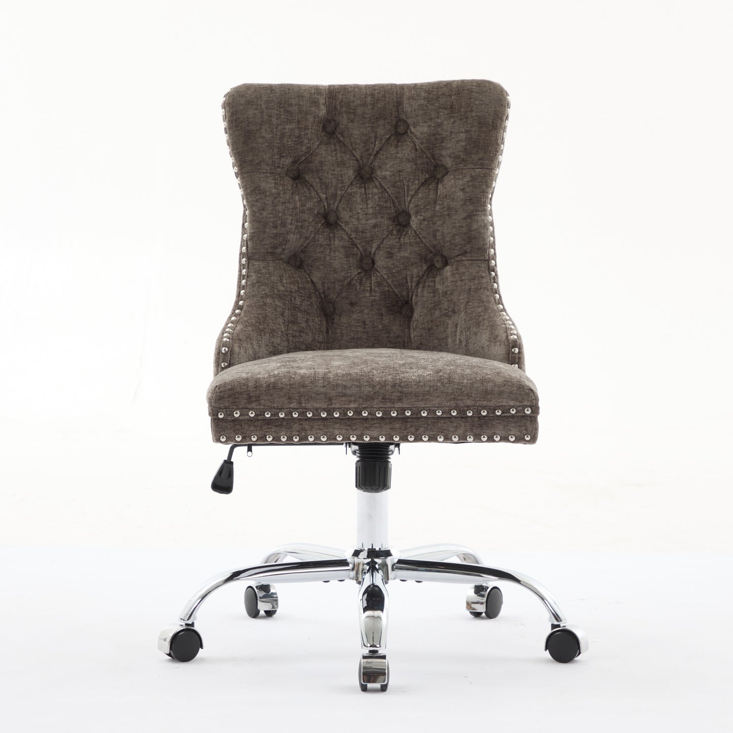 A&A Furniture Office Chair,Modern Chenille Upholstered Tufted Button Home Office Chair With Chrome Metal Base,Adjustable Desk Chair Swivel Office Chair Gray