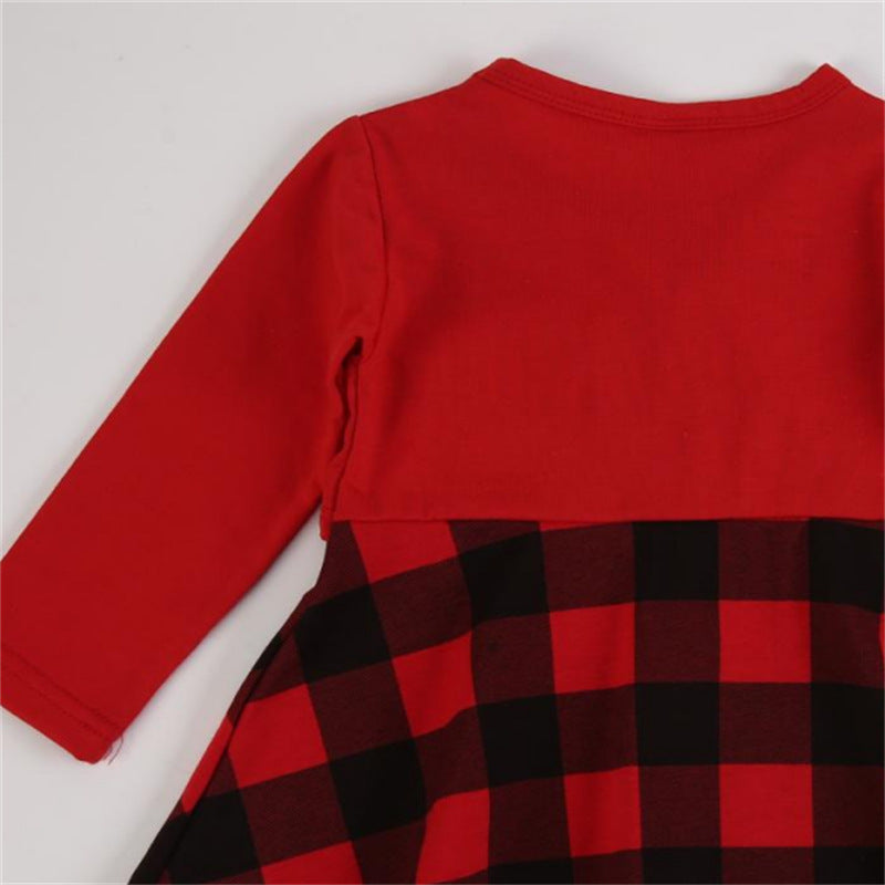 Christmas New Festival Girls' Red Plaid Dress
