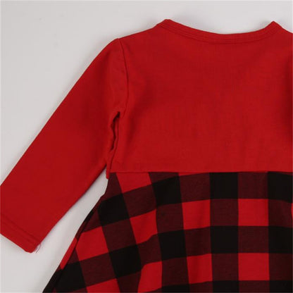 Christmas New Festival Girls' Red Plaid Dress